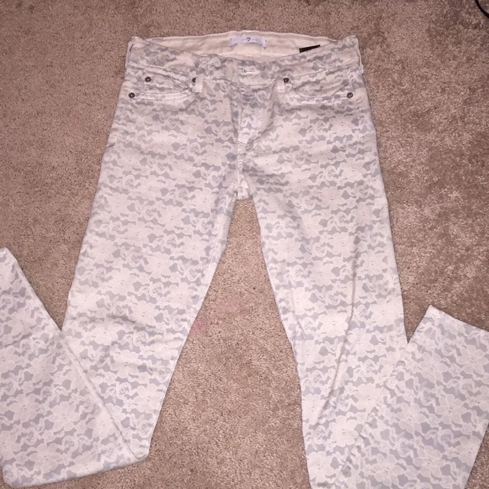 Lace print skinny jeans 7FAMK